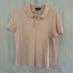 LAUREN Ralph Lauren Women's Light Pink Polo Shirt, size L slim fit